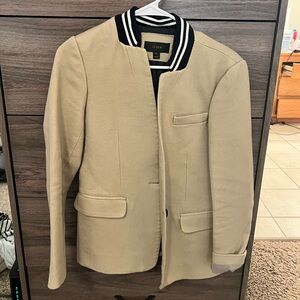 J. Crew Tan Blazer with Black Trim